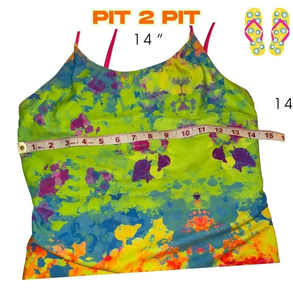 Hang Ten Green and Pink One Piece Swimsuit Vibrant Design